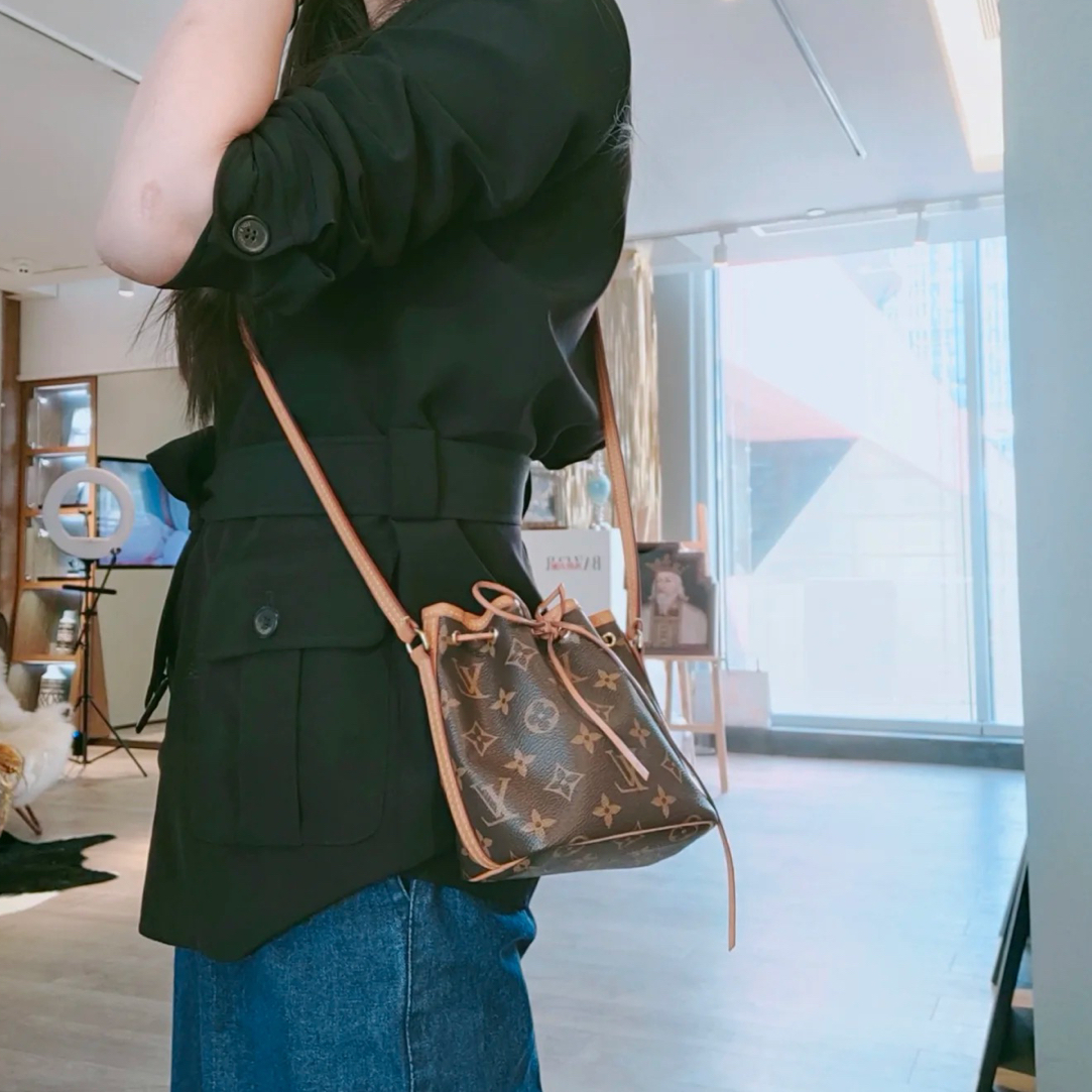99新 LouisVuitton/路易威登 noe水桶nano老花斜挎包（芯片消磁）