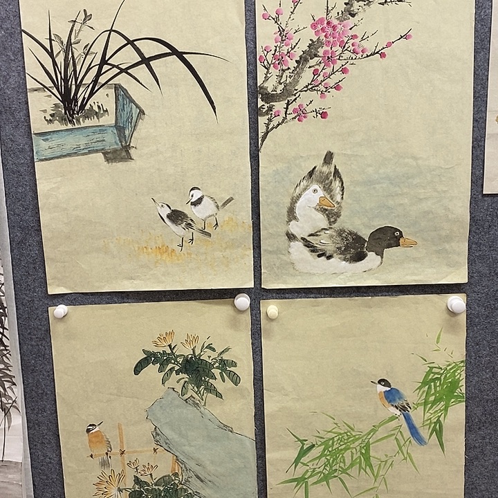 槿***人竖款新中式装饰画