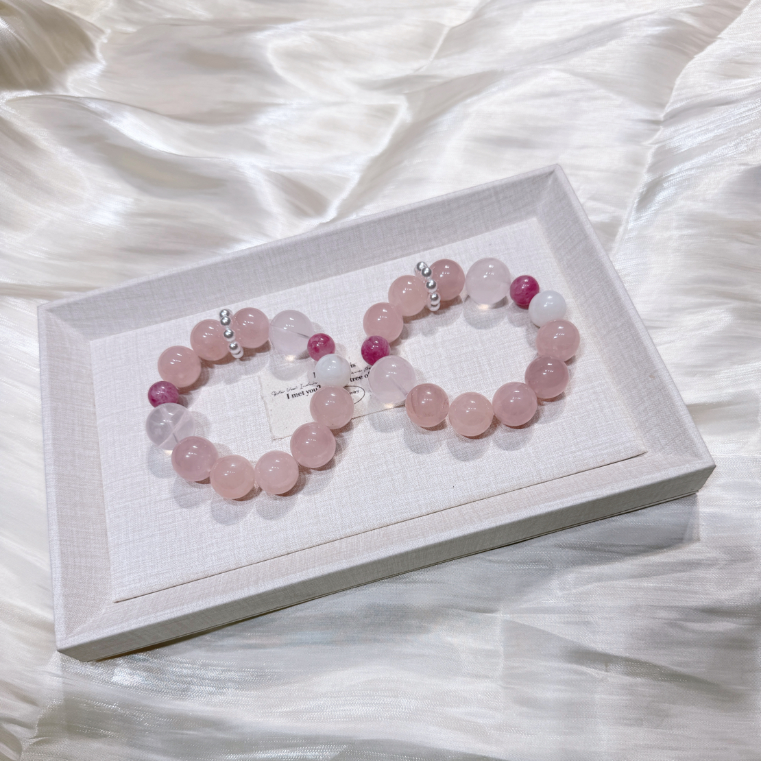 【桃夭】天然粉水晶雪花幽灵设计款手串颜色微差多样性发其一