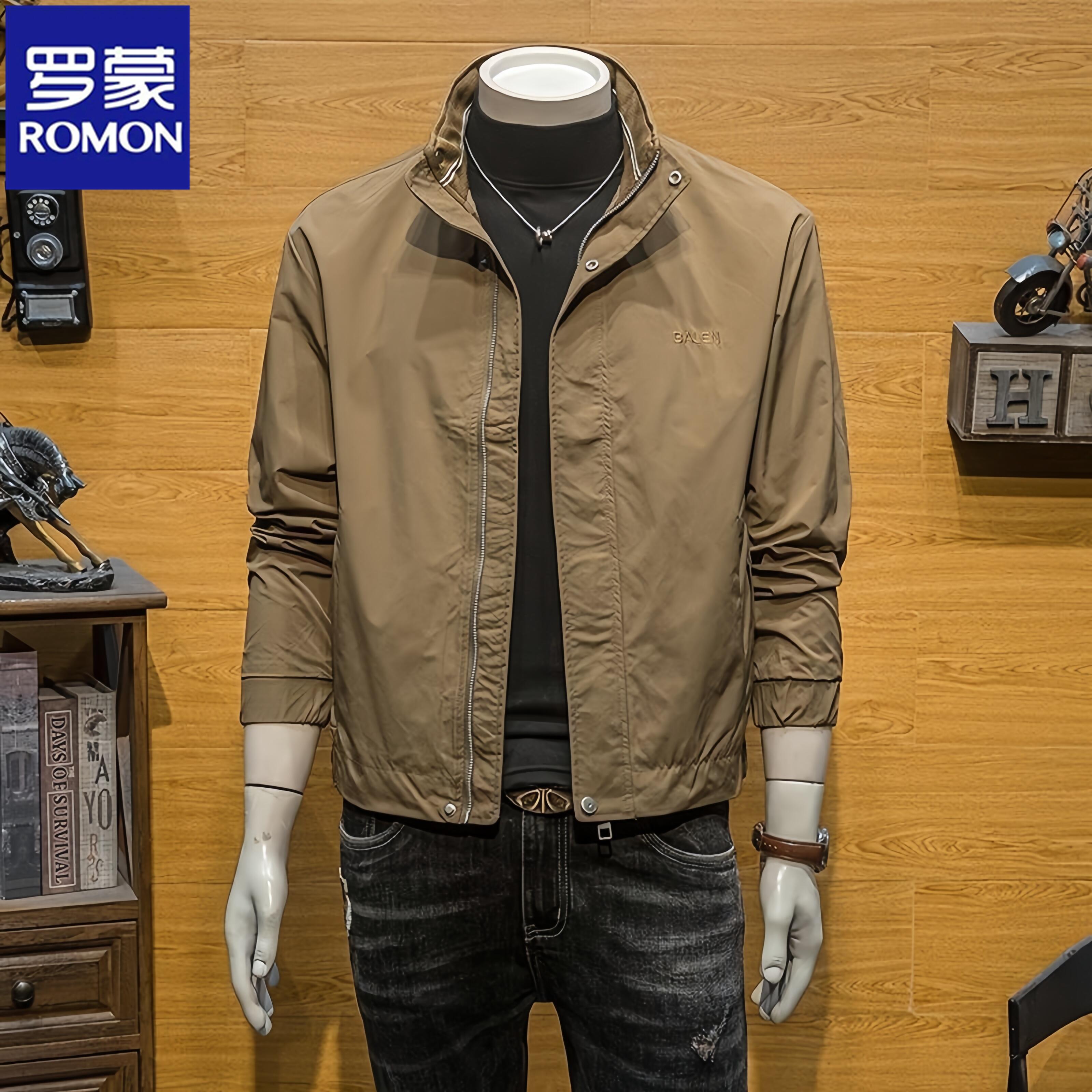 Romon/罗蒙工装外套男士潮牌春秋季新款飞行员短款立领夹克上衣服