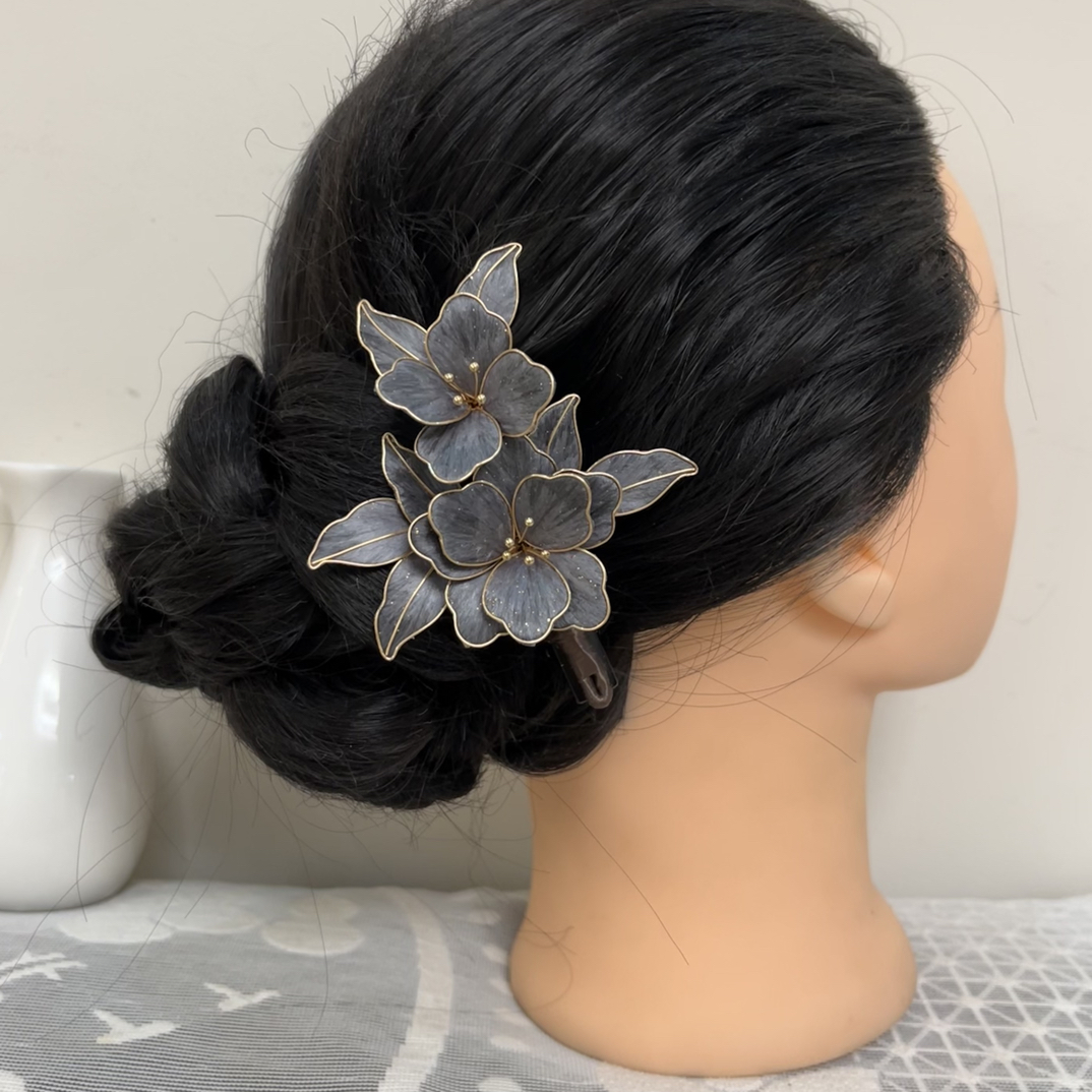 非遗蚕丝绒花纯手工古风发饰百搭国风头饰新款发簪步摇复古发夹