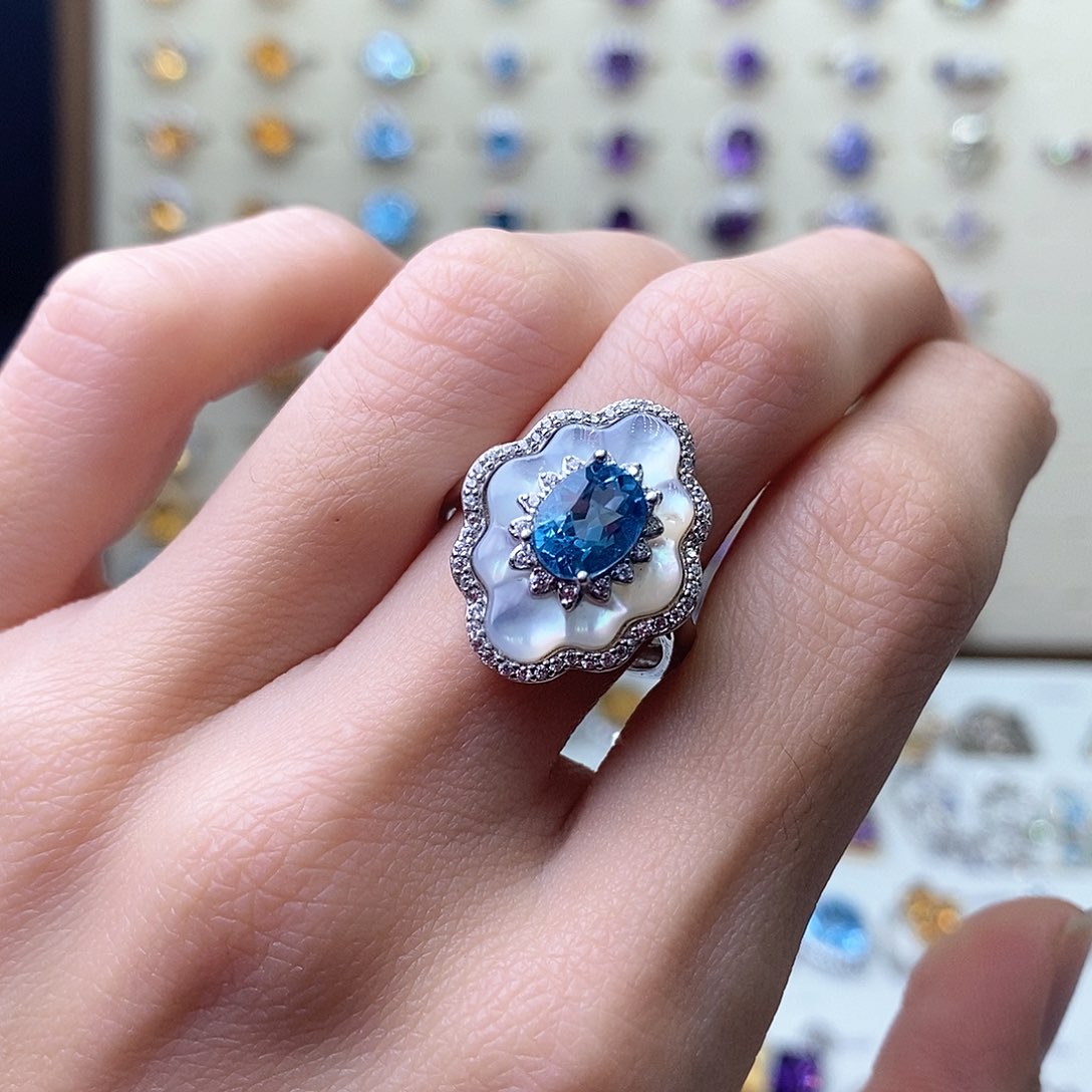 托帕石戒指银S925镶嵌（需要证书备注）