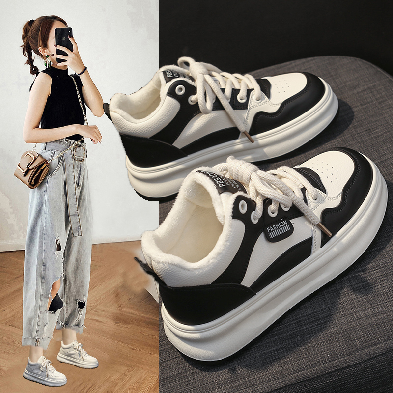 加绒高帮小白鞋女厚底2025年冬季新款保暖棉鞋百搭休闲运动雪地靴