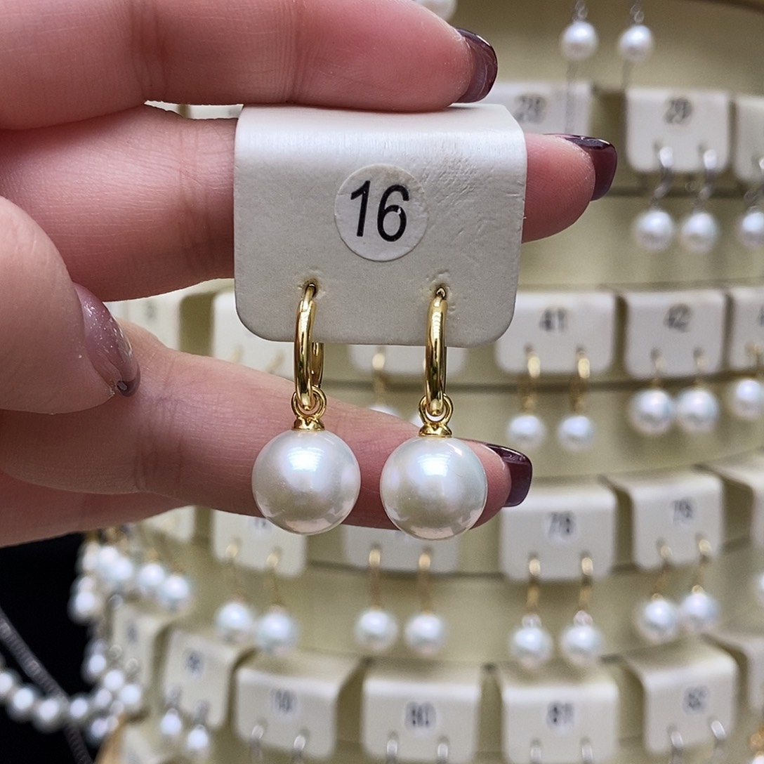 淡水珍珠耳饰银S925镶嵌