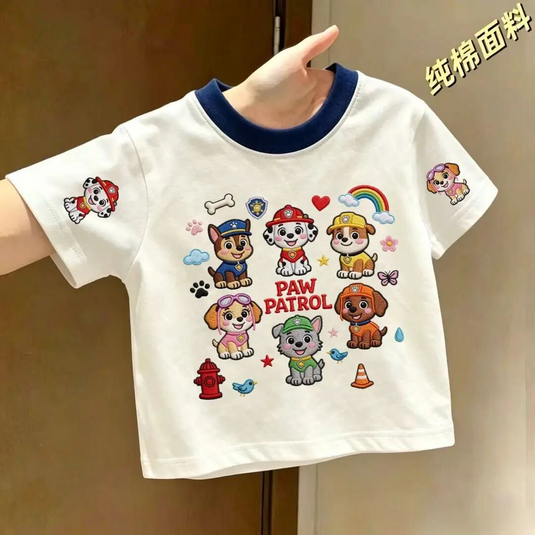 夏季优质纯棉汪汪队立大功卡通印花t恤韩版洋气中小童宝宝短袖T恤