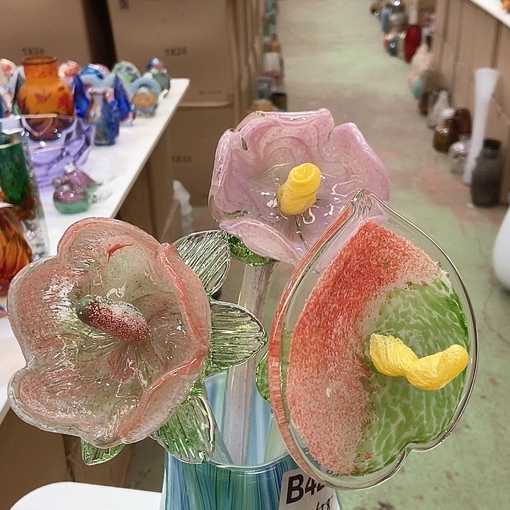 琉璃高度45厘米套三夜光琉璃花