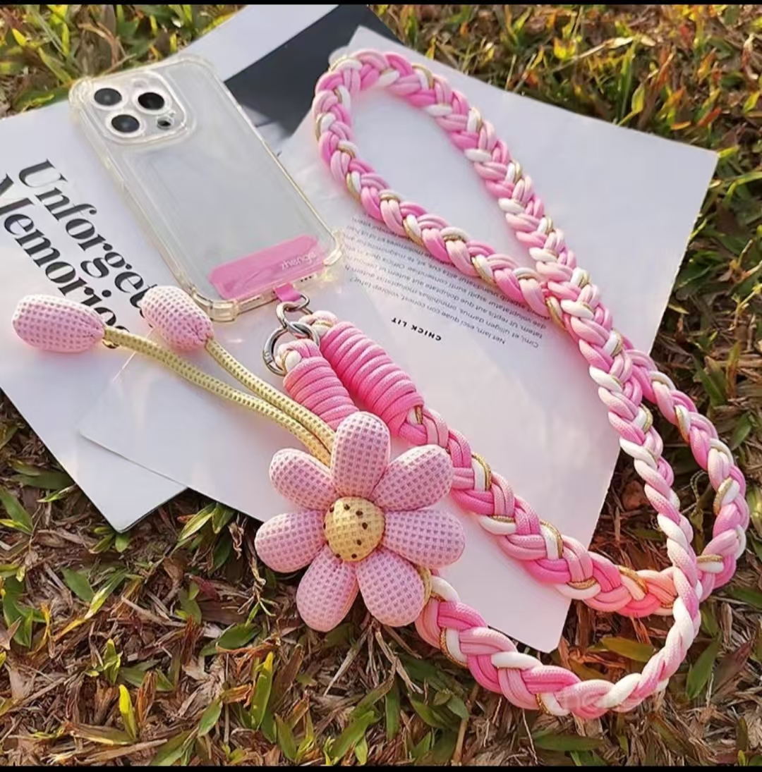 ins风编织花朵长款挂绳通用女款