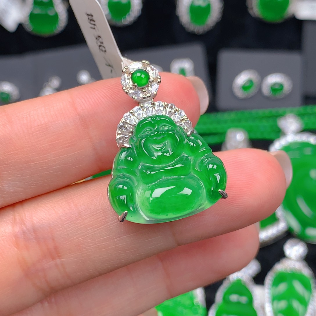 翡翠银S925镶嵌吊坠(不含链)