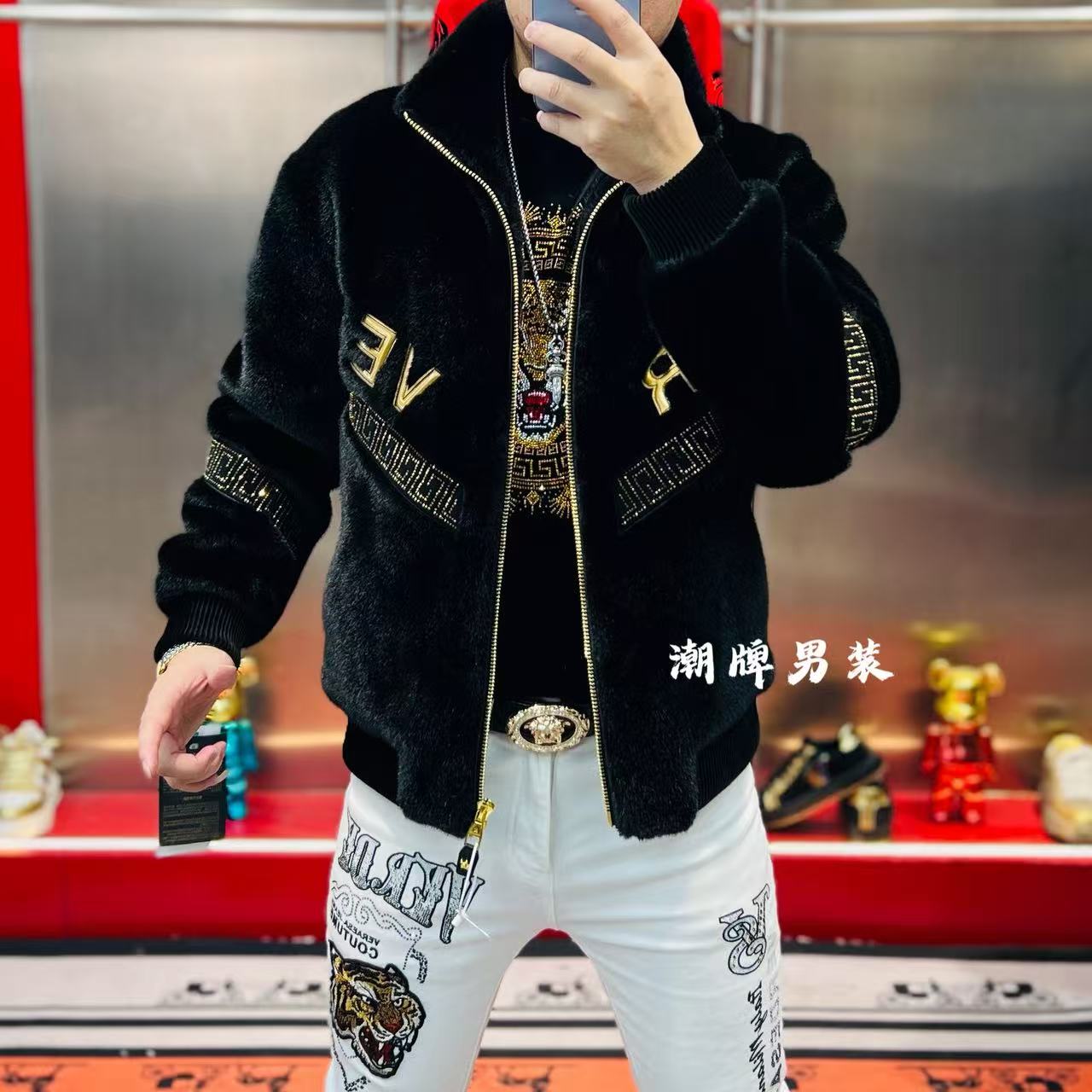 欧洲站冬季新款高清刺绣字母时尚百搭雅痞绅士高品质毛外套夹克男