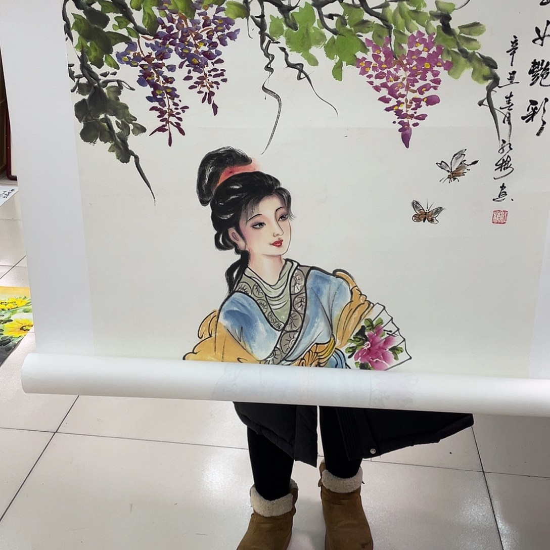 国画纯手绘的花鸟山水