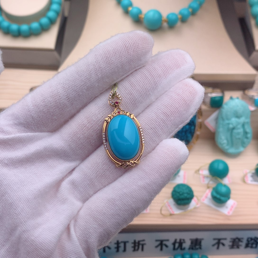 绿松石珠宝奇石18K金镶嵌