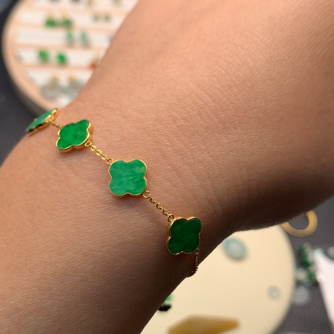 小***湛翡翠18K金镶嵌手链翡翠