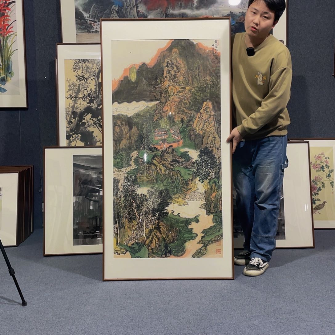 国画手绘作品带框