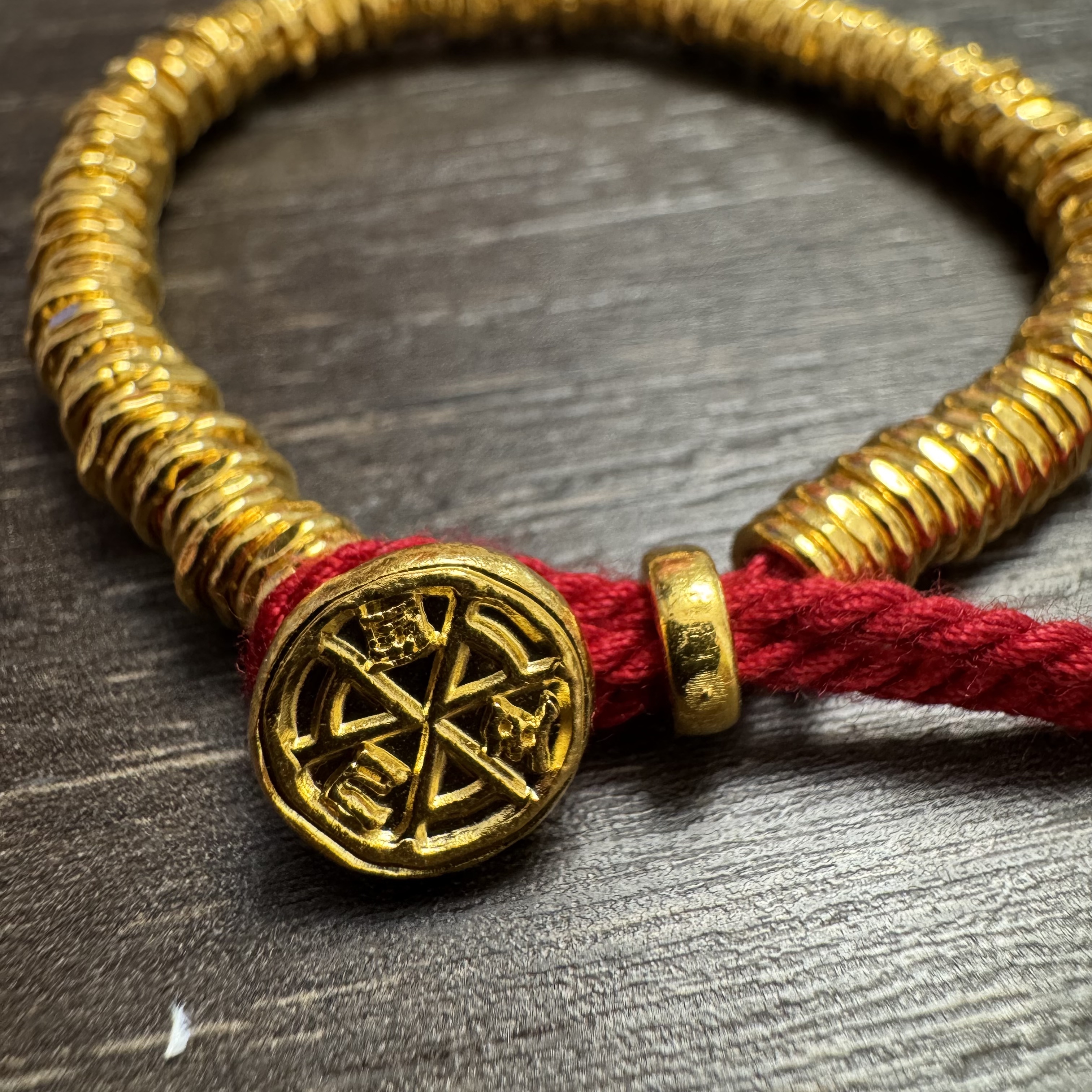 【细工】巳蛇三合锤纹盘缠足金999