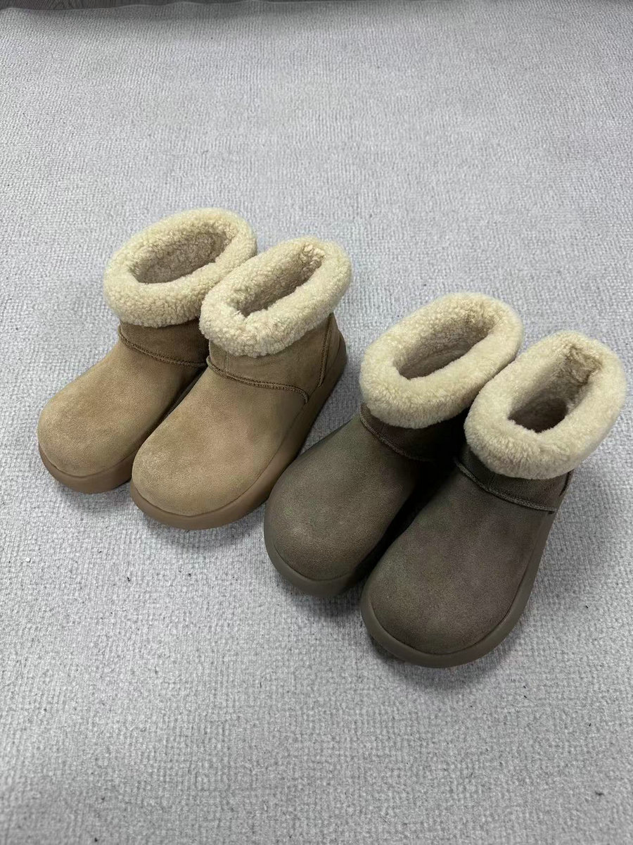 索润SUORUNGIRL2025冬款欧货小土豆毛毛雪地靴丑萌厚底勃肯棉鞋潮