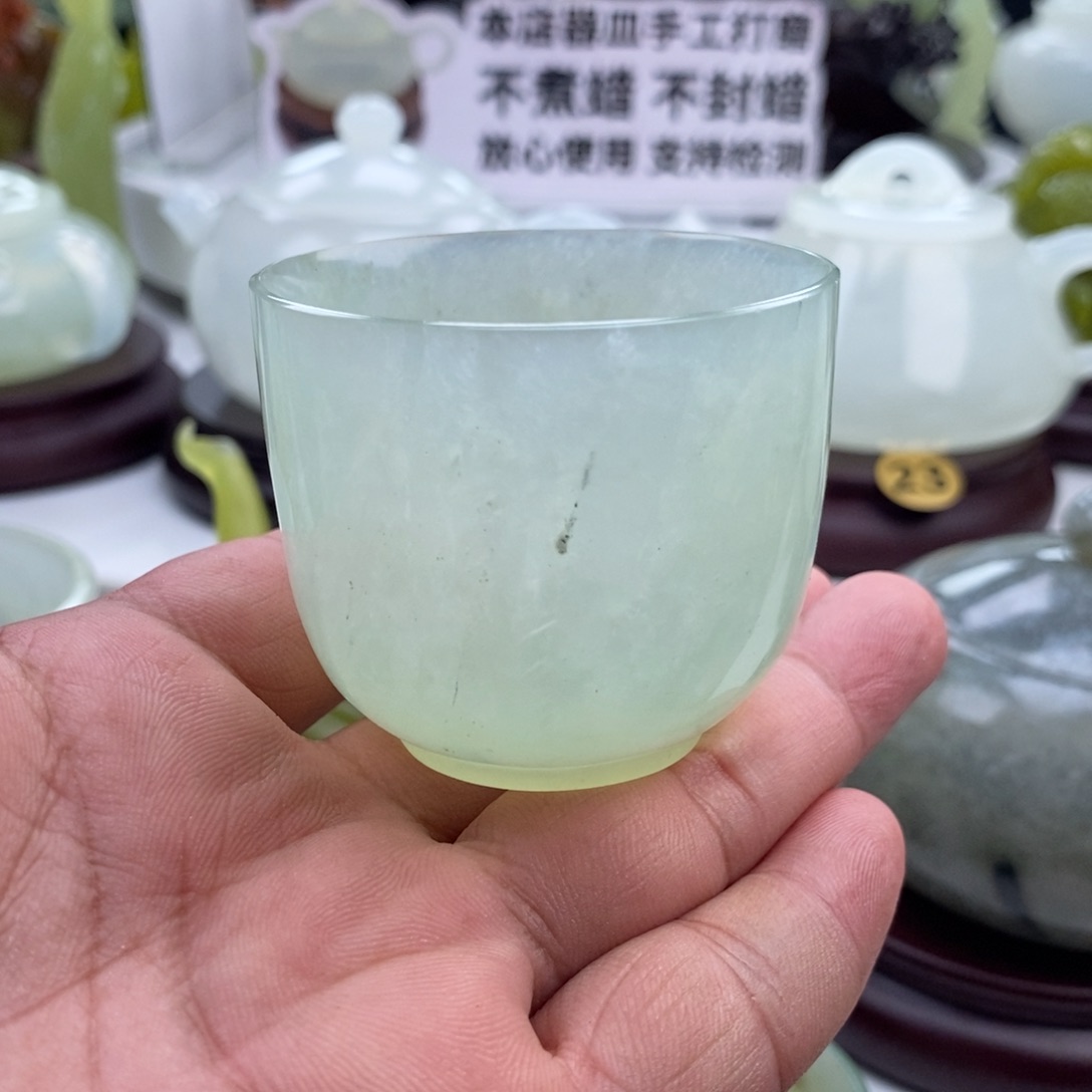 未镶嵌岫玉四大名玉杯60cc