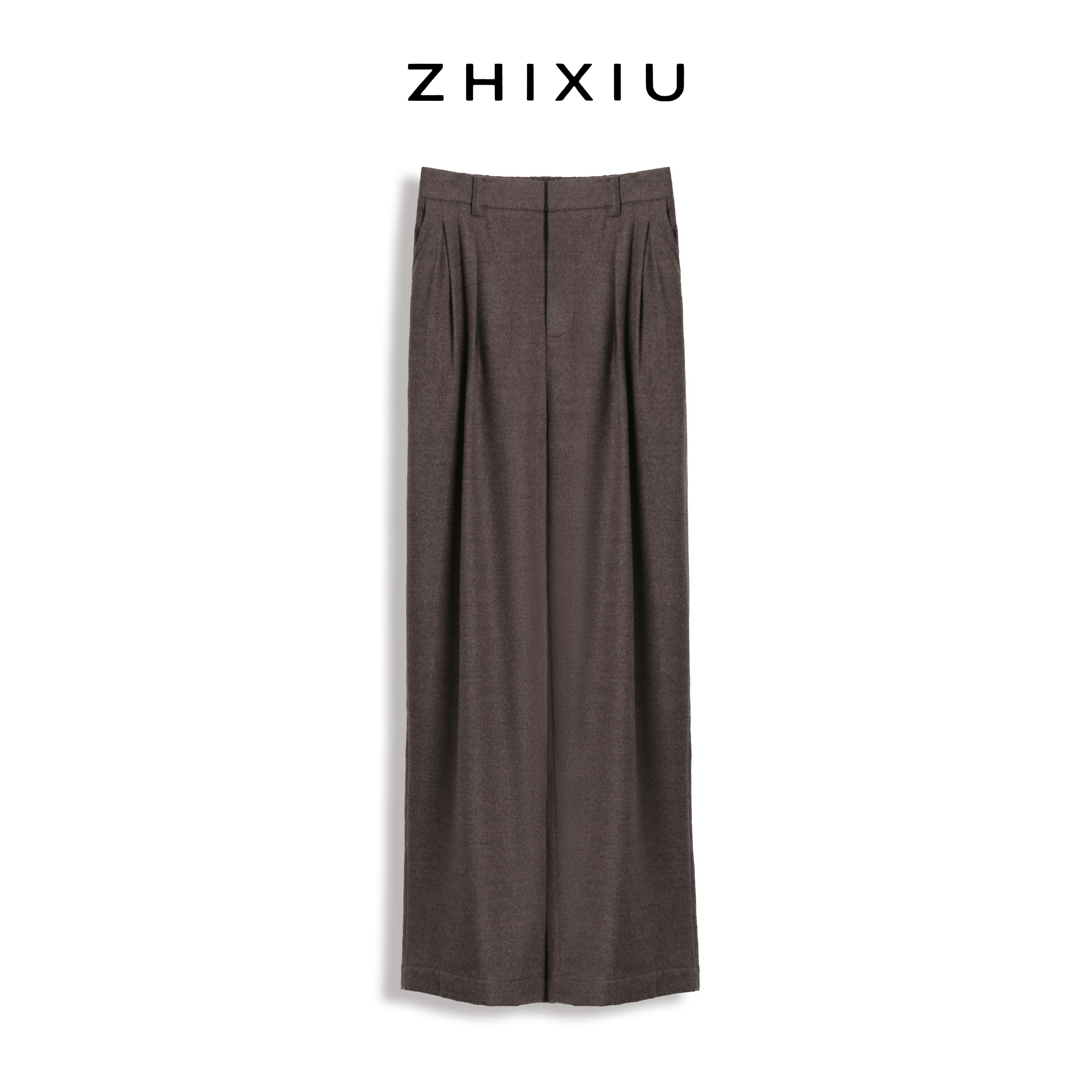 ZhiXiu织岫休闲裤女装阔腿裤直筒裤中腰时尚长裤简约风ZX25QK005