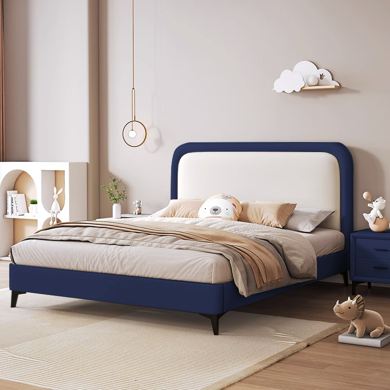 奶油风儿童床女孩单人床现代简约1米2公主床卧室1.5m女童储物皮床