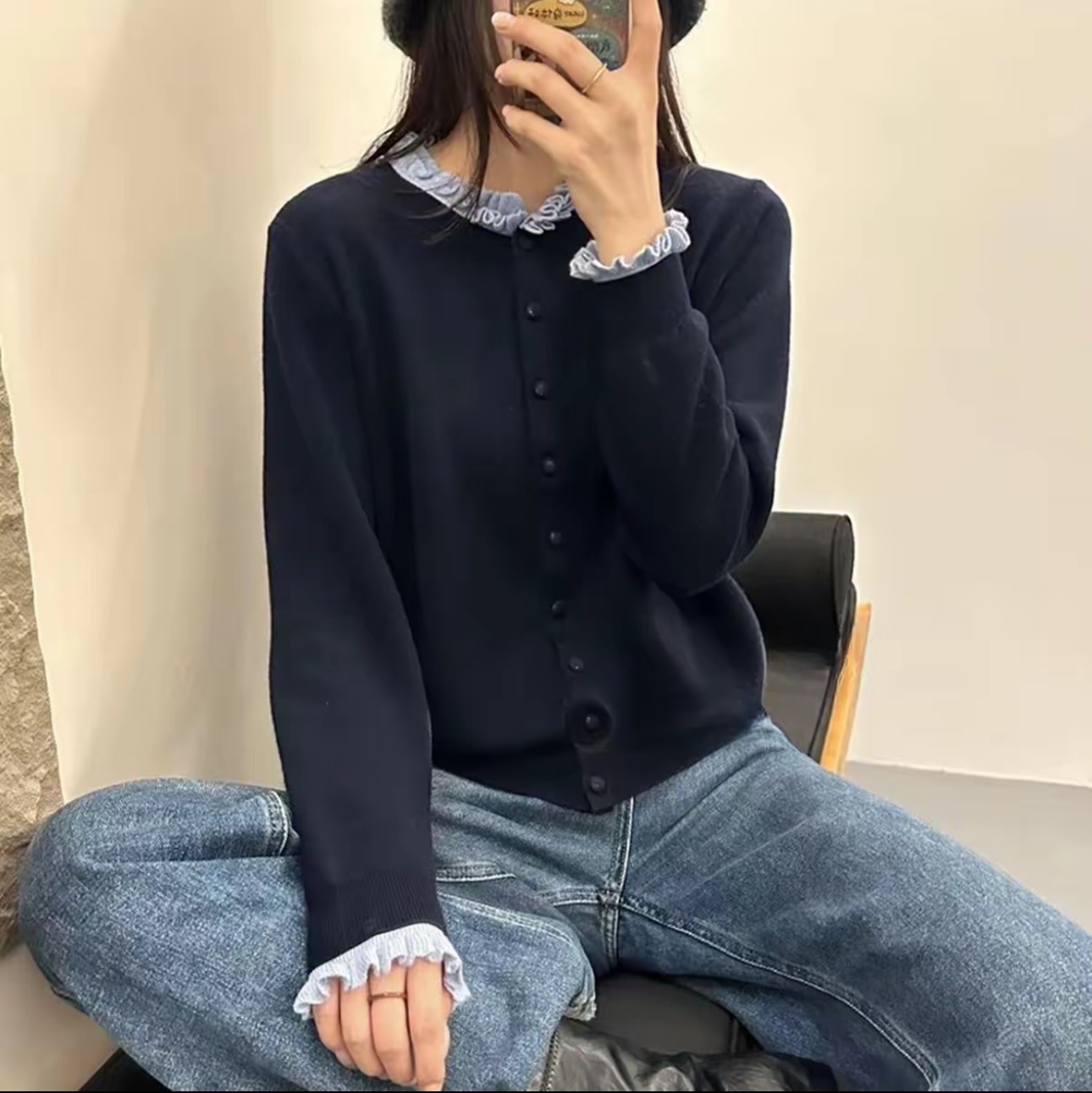 200斤1329大码洋气针织开衫长袖加厚春秋毛针织衫显瘦网红休闲