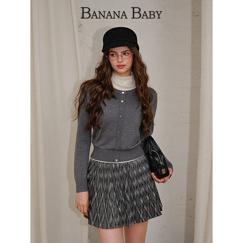 BANANA BABY2025年撞色高领针织衫女假两件A2F4MY684