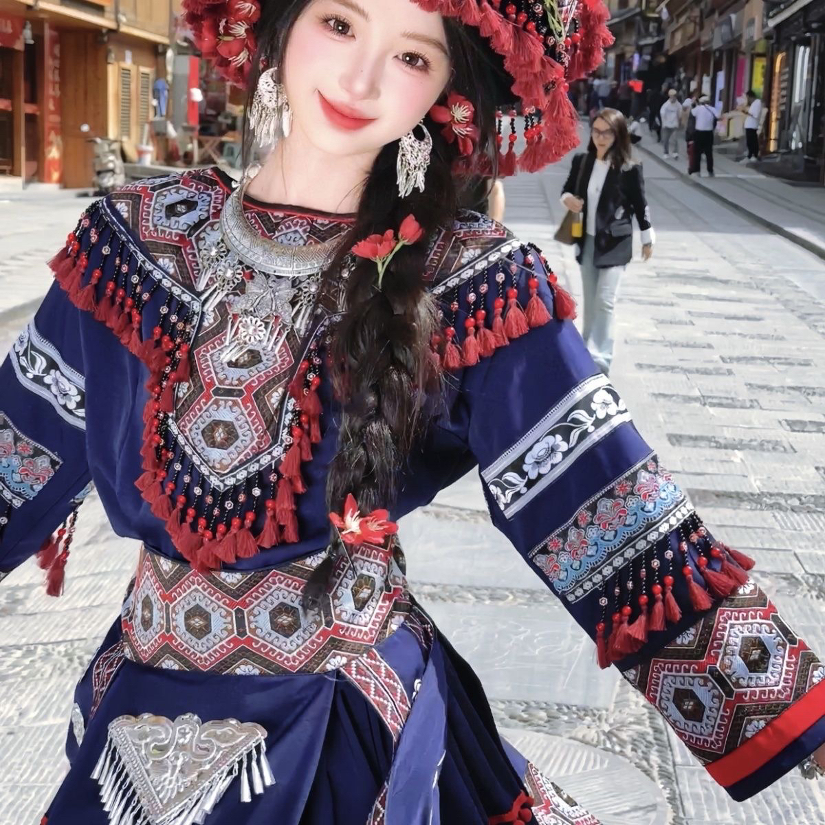 贵州苗族服装旅拍套装少数民族少女苗疆服饰新款土家族摄影演出服