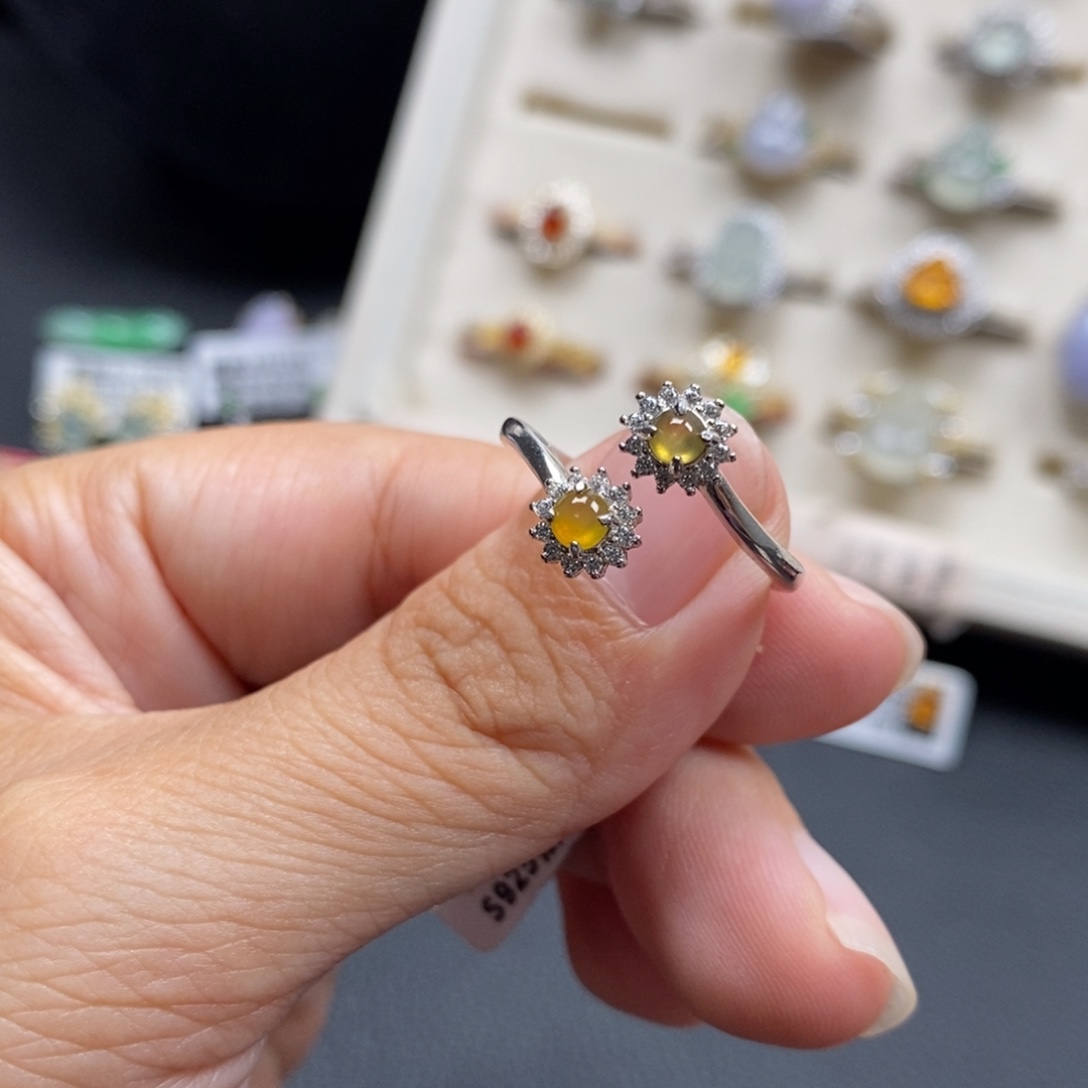 翡翠银S925镶嵌戒指