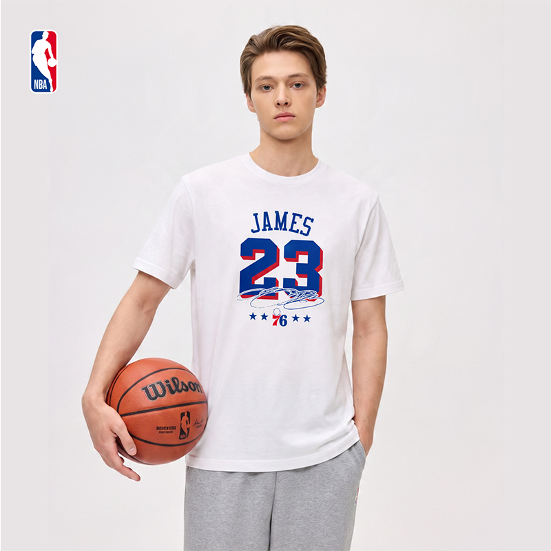 NBA官方勒布朗詹姆斯76人纯棉运动休闲短袖T恤