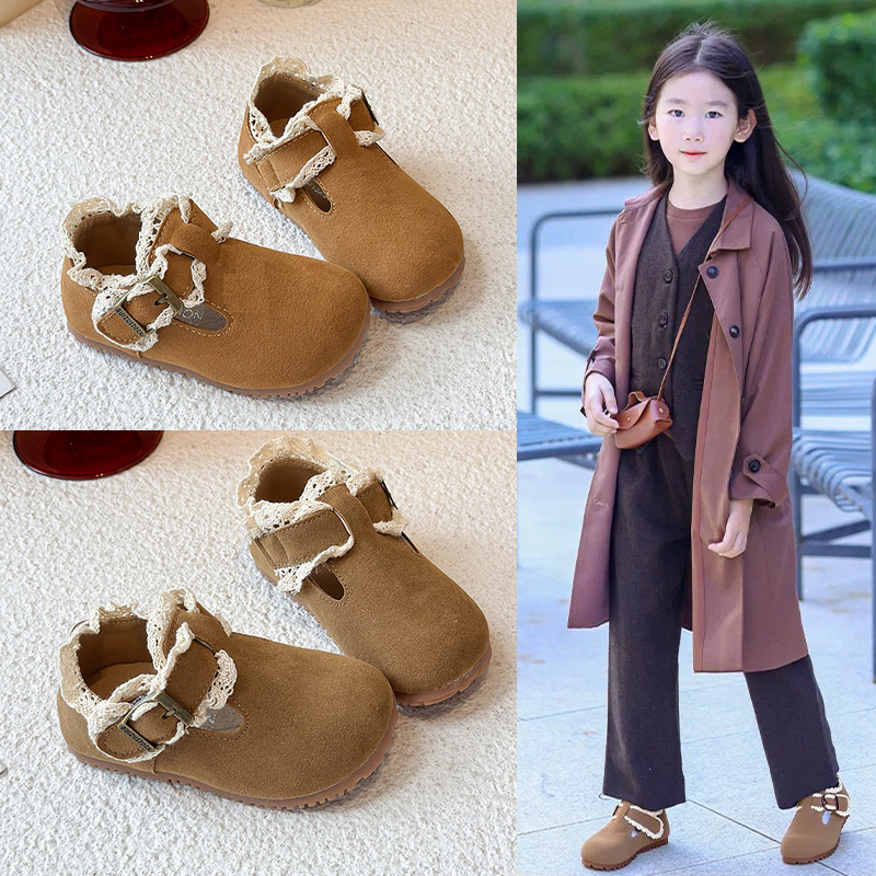 女童勃肯鞋2025秋季新款软底皮鞋公主鞋女宝宝豆豆鞋女孩软底鞋