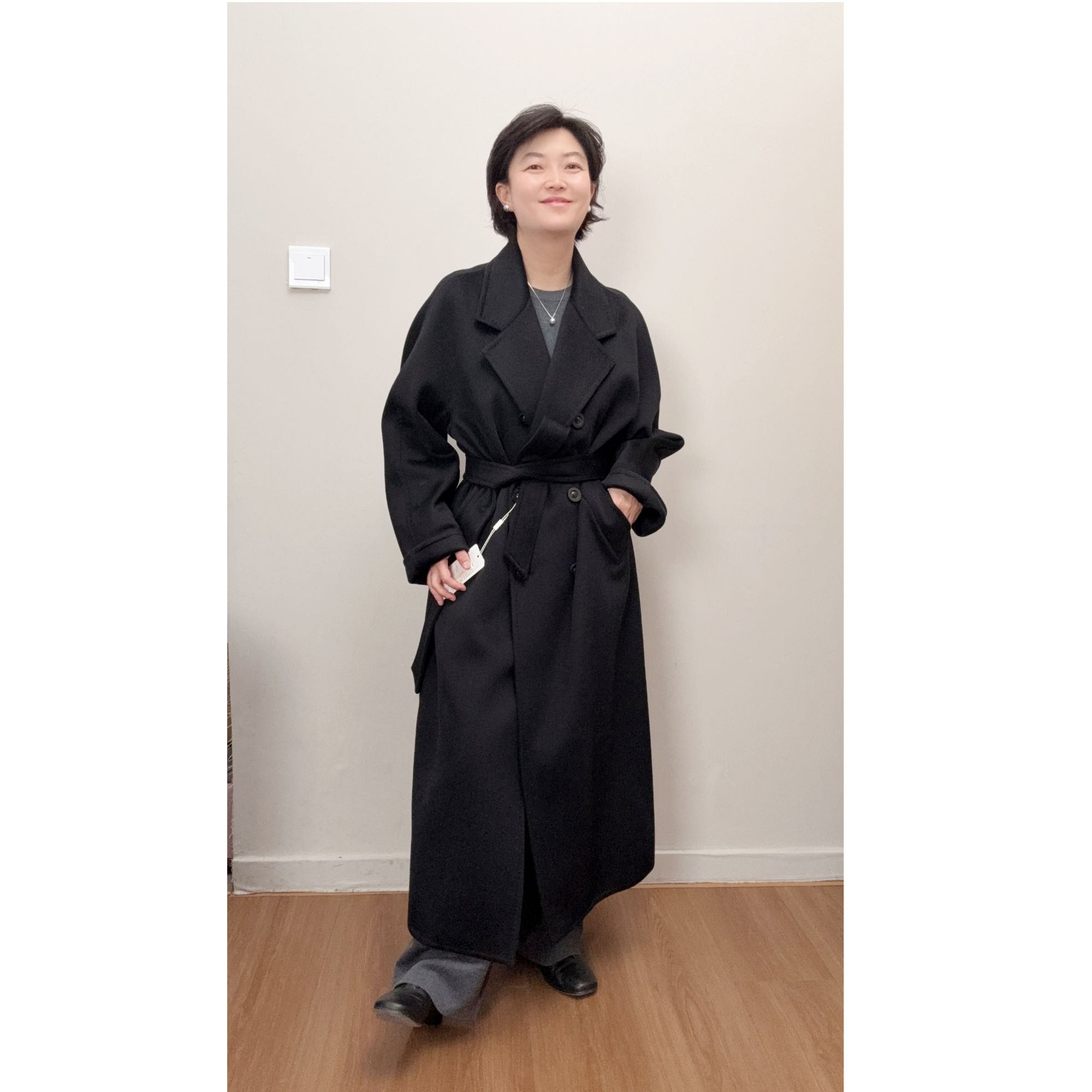 雍致-纯山羊绒加长版高级范女士大衣