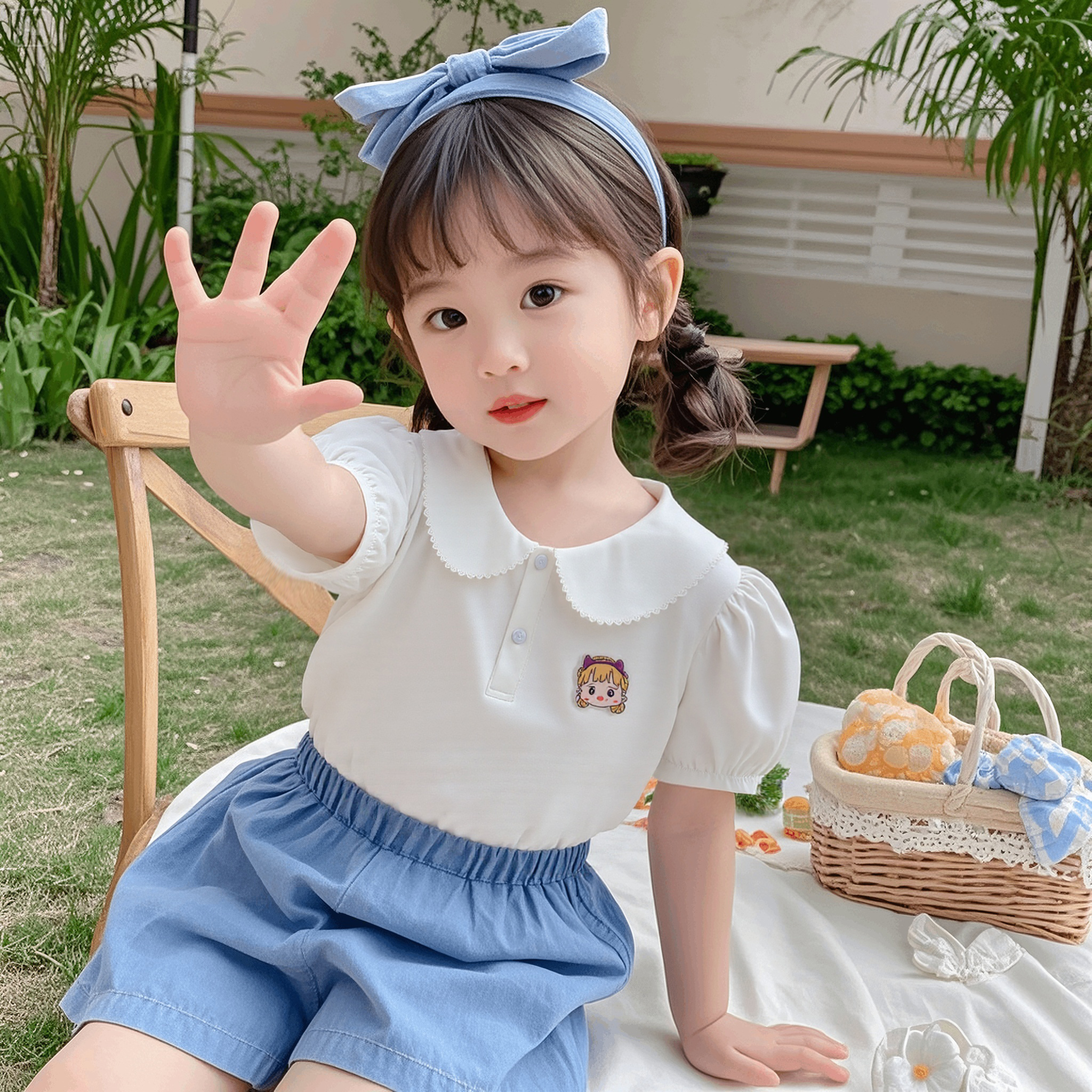 女童夏季POLO衫学院风T恤短袖打底衫女宝娃娃领半袖内搭纯棉薄款