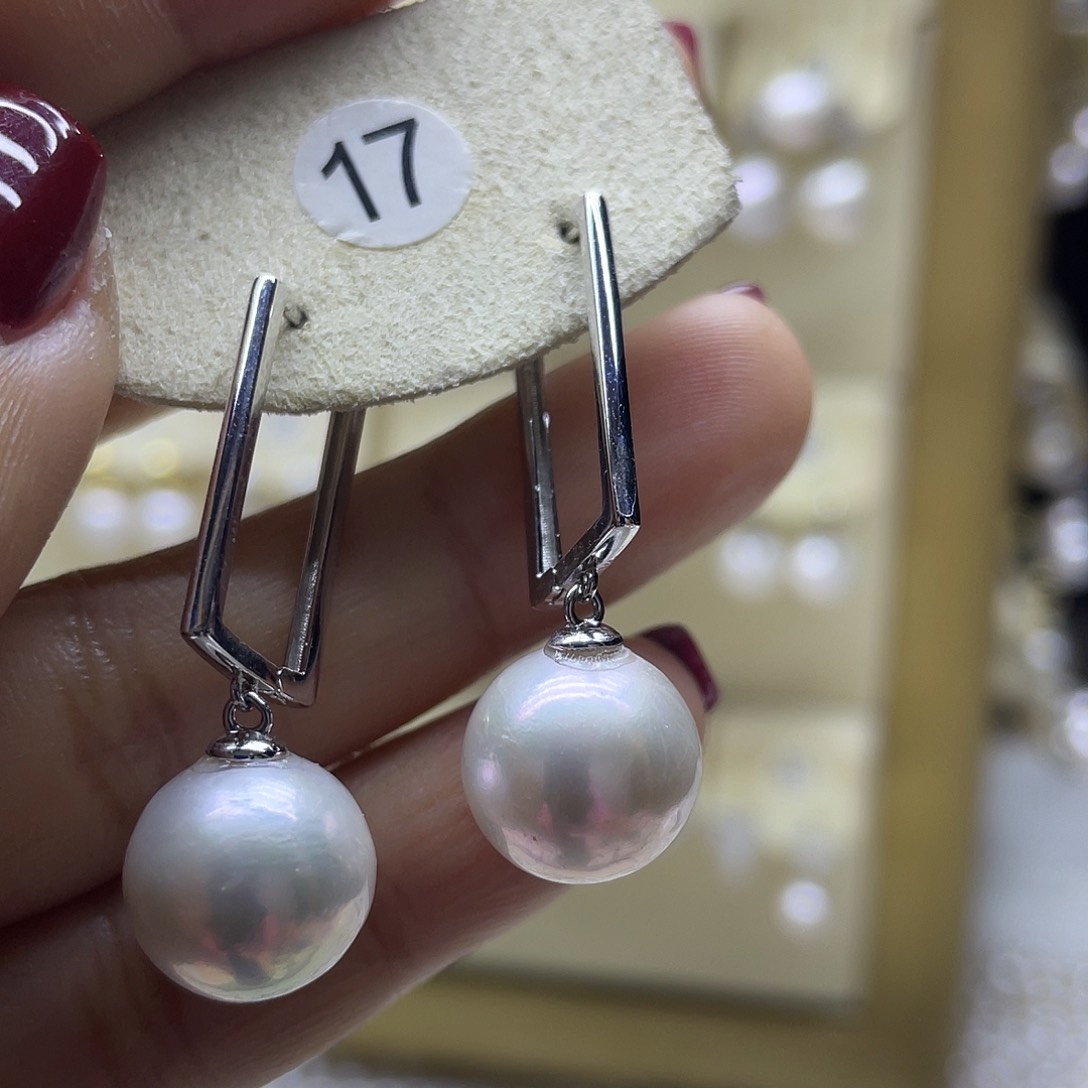 淡水珍珠耳饰银S925镶嵌