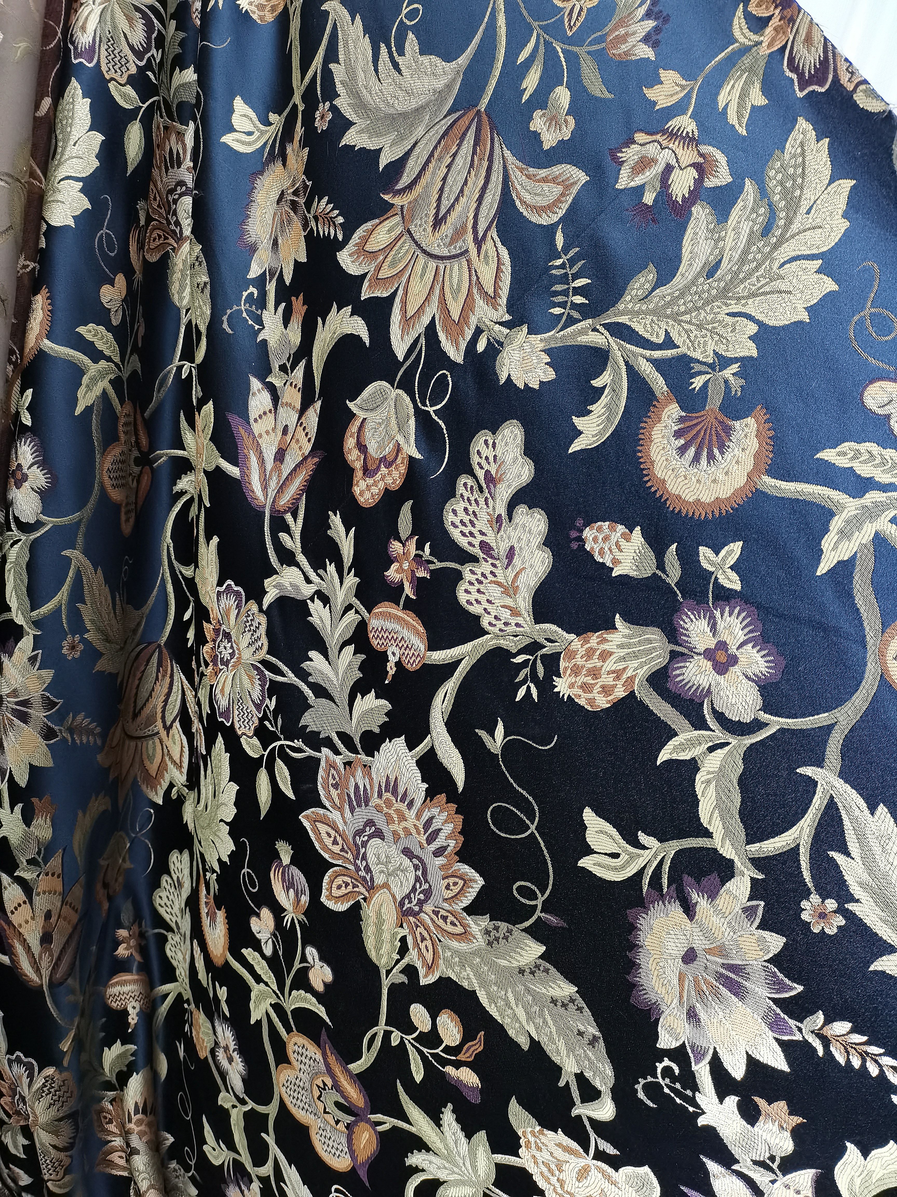 清库存色织提花面料藏蓝色不带挂钩