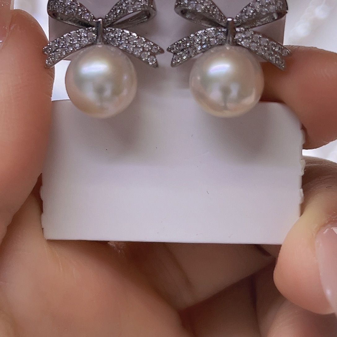 淡水珍珠吊坠或者耳钉银S925镶嵌