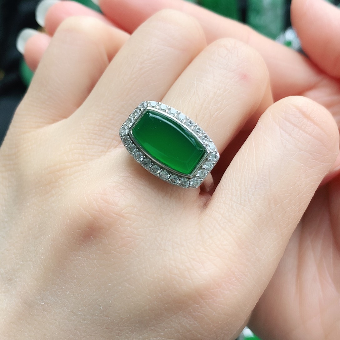 玛瑙/玉髓戒指银S925镶嵌