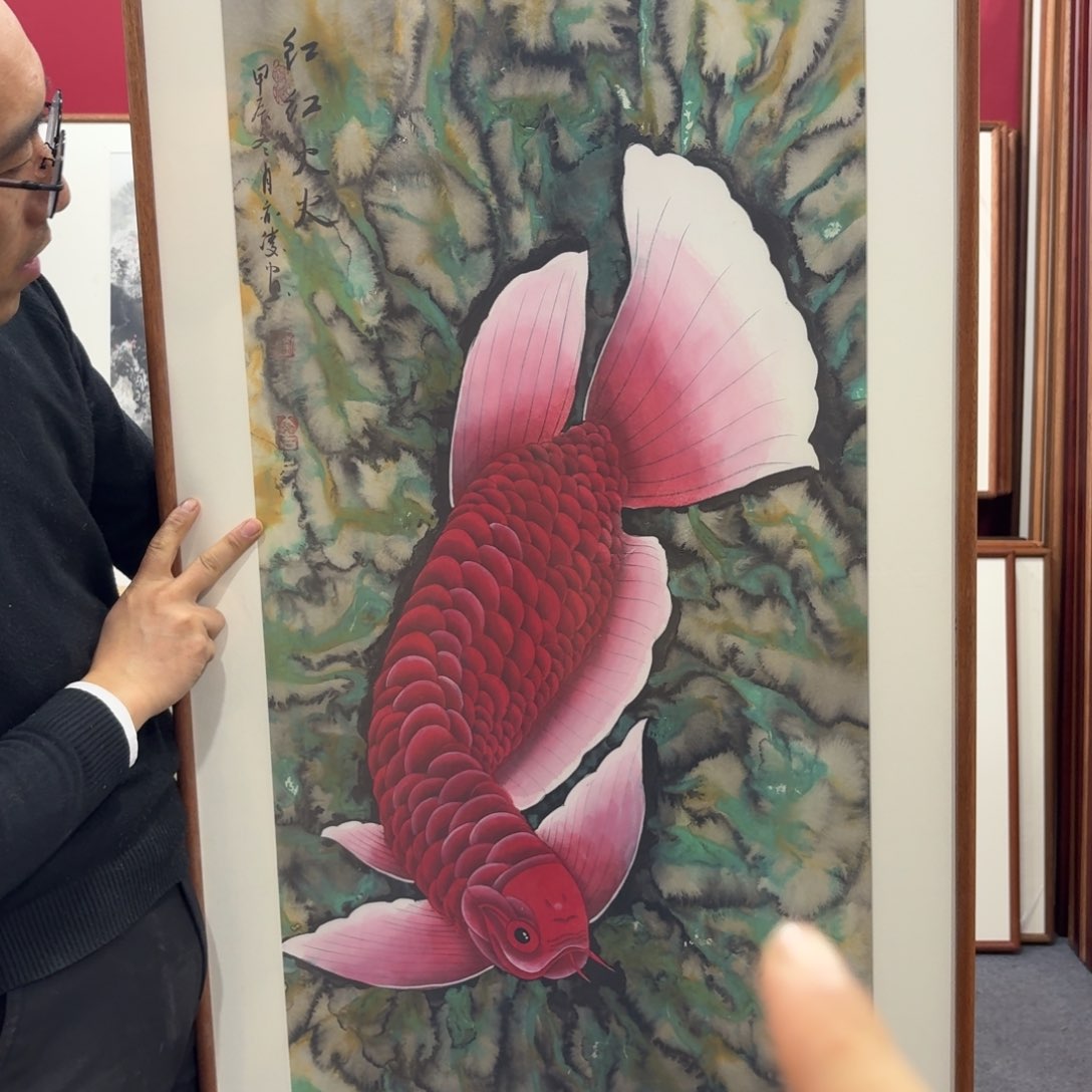 国画手绘作品带框