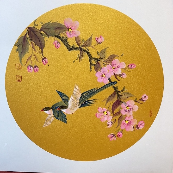 国画听兰老师花鸟