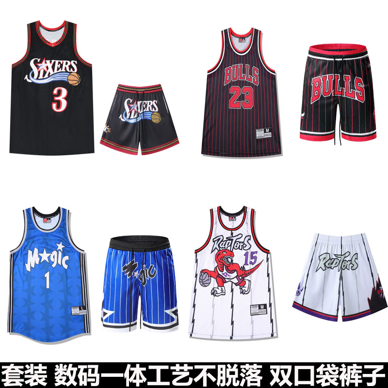 美式复古篮球服套装速干科比艾弗森罗德曼公牛卡特麦迪乔丹23球衣
