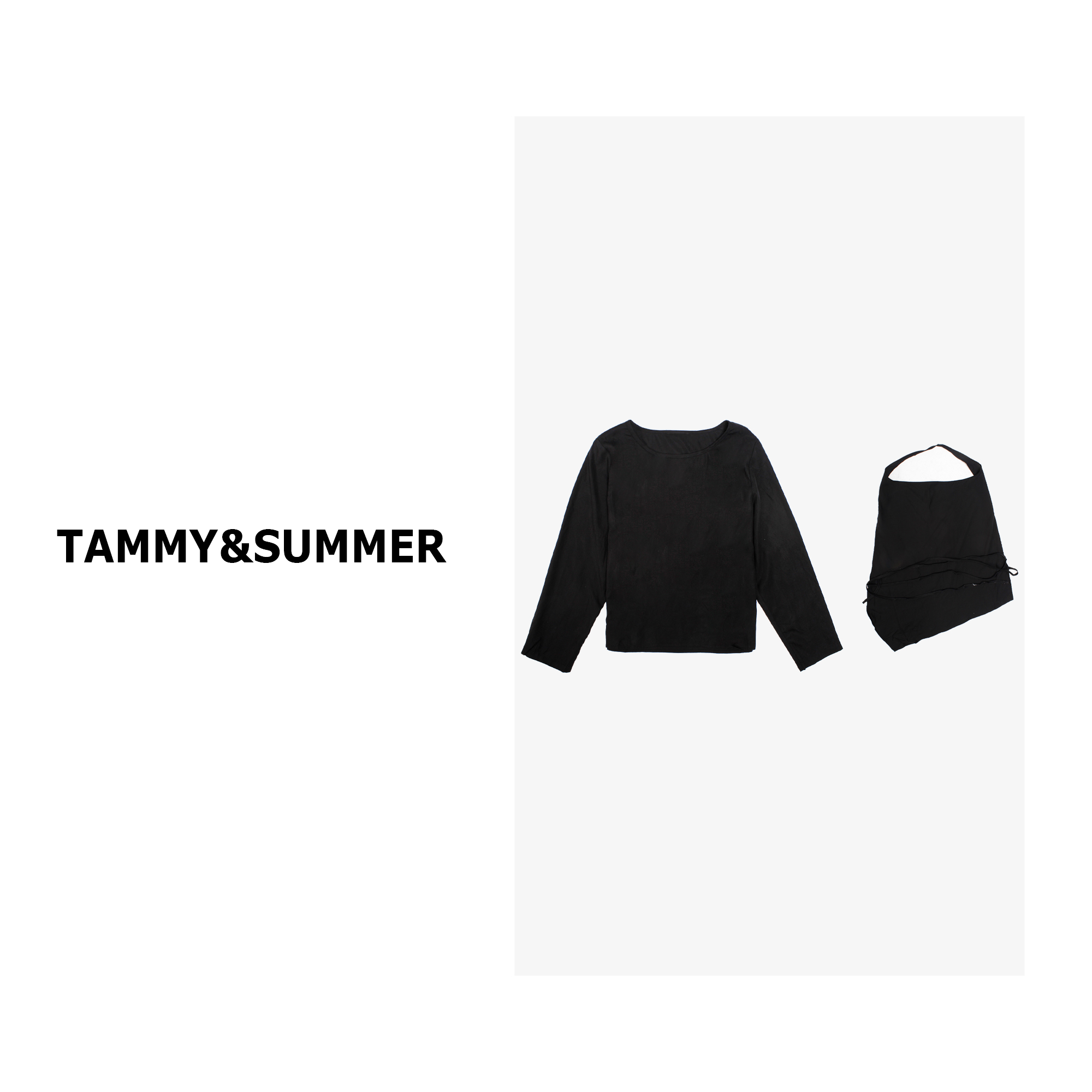 【Tammy&Summer】休闲圆领长袖上衣薄款舒适挂脖小衫两件装60707
