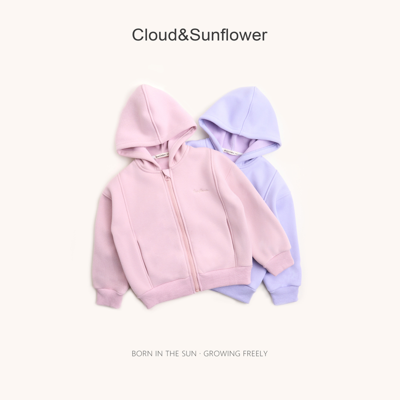 【云朵小葵】女童秋季新款纯色小标休闲时尚百搭连帽洋气外套256015