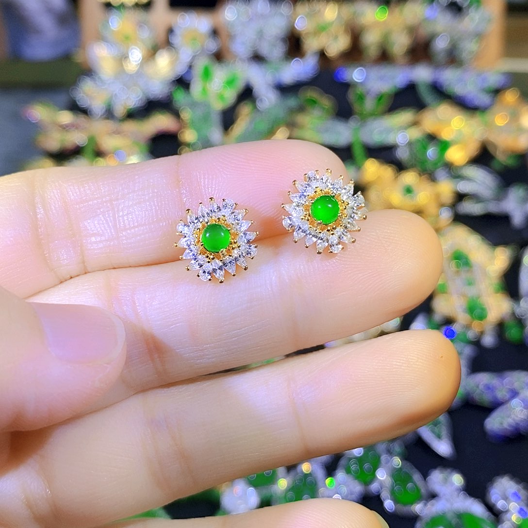 吊坠(不含链)银S925镶嵌翡翠