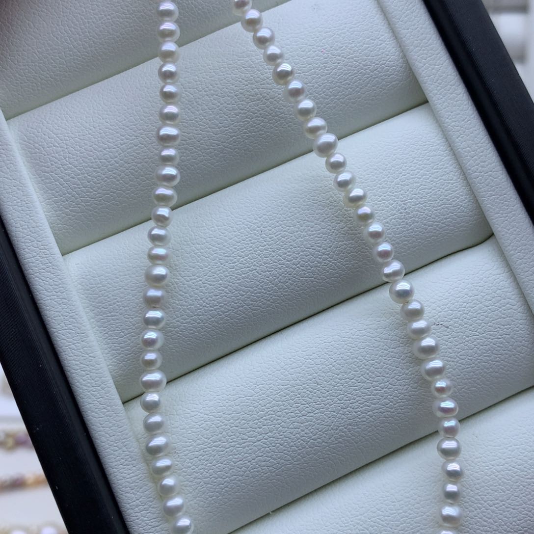 淡水珍珠项链银S925镶嵌↬***兮