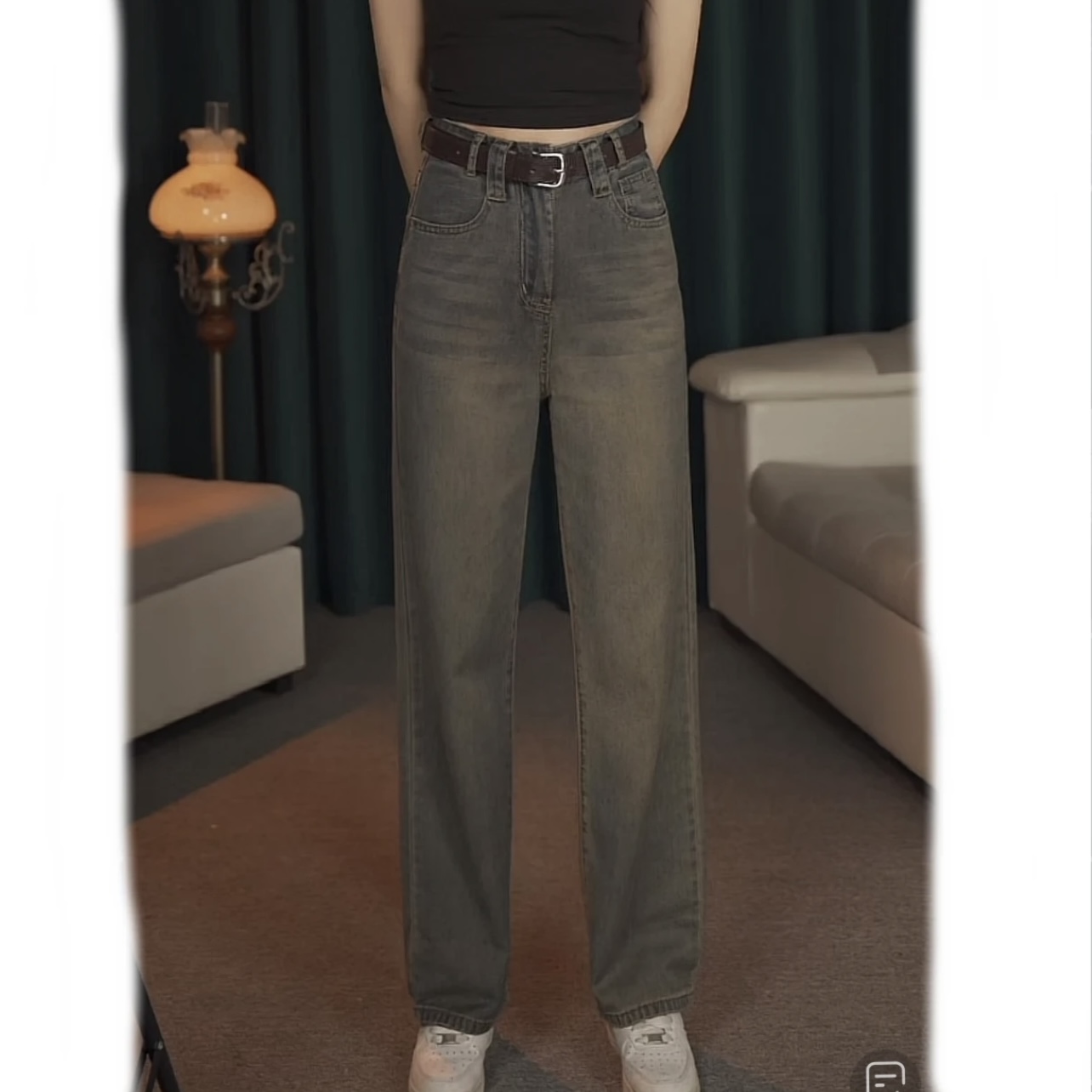 阔腿牛仔裤宽松时尚显高复古拖地裤百搭高腰休闲【6688】