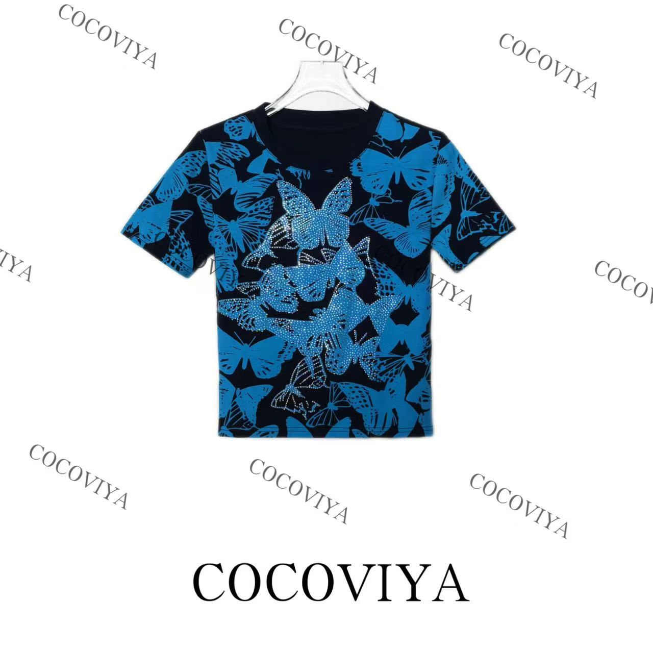【CC】]COCOVIYA蝶影闪耀个性甜酷短袖T恤休闲时尚上衣26C-179