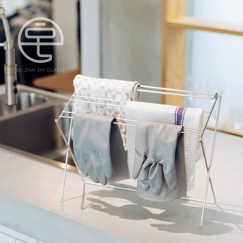 日本制原装进口AUX厨房台面抹布沥水架免打孔家用折叠凉毛巾支架