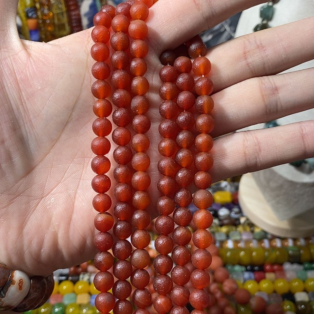 石英质玉未镶嵌，橘皮老玛瑙8mm，
