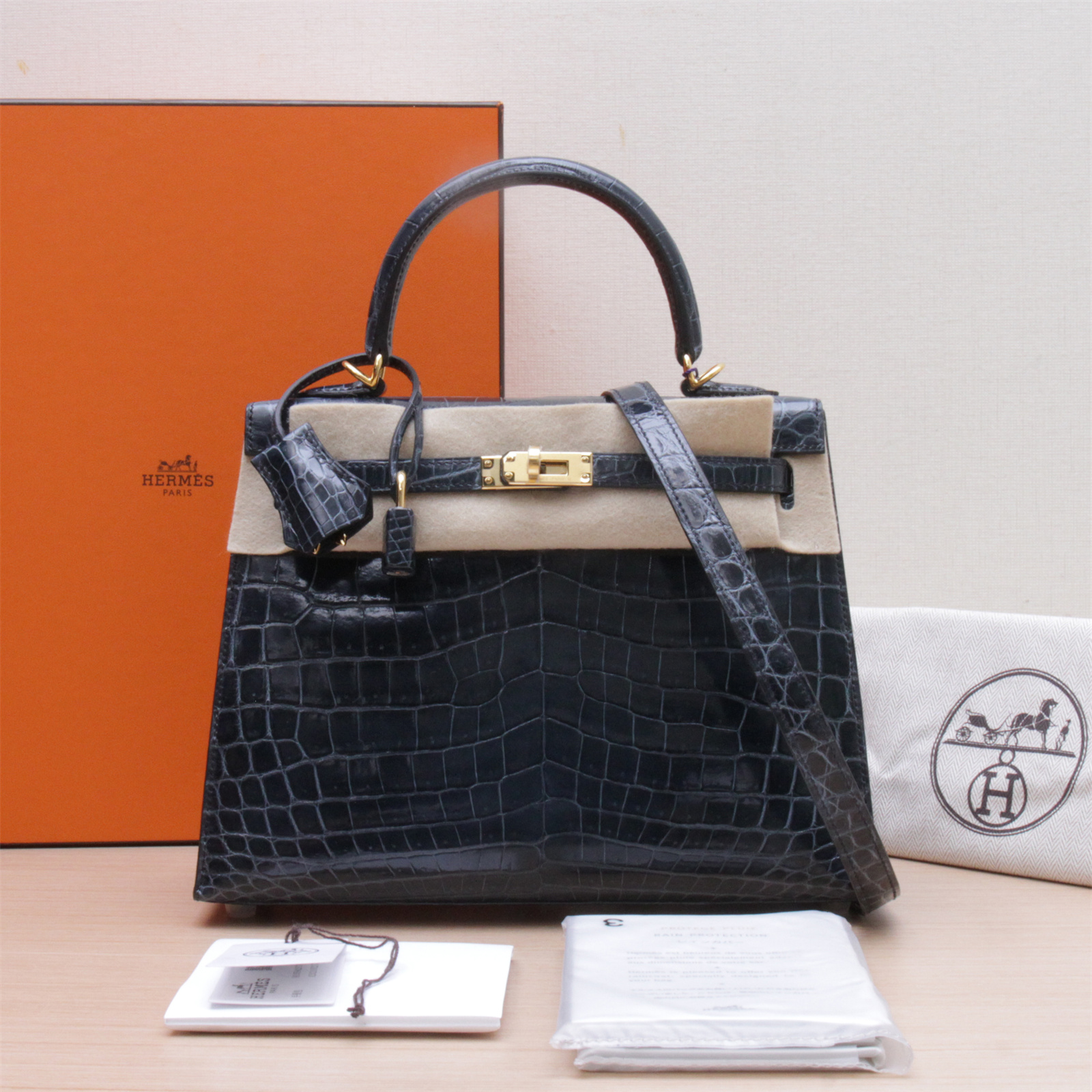 99新 Hermes/爱马仕 【小花念念】Kelly 25 卢梭绿 Z刻 金扣包