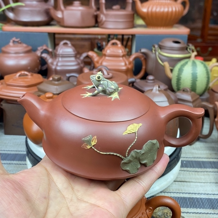紫砂茶壶荷塘月色300cc原矿一厂小红泥紫砂特价