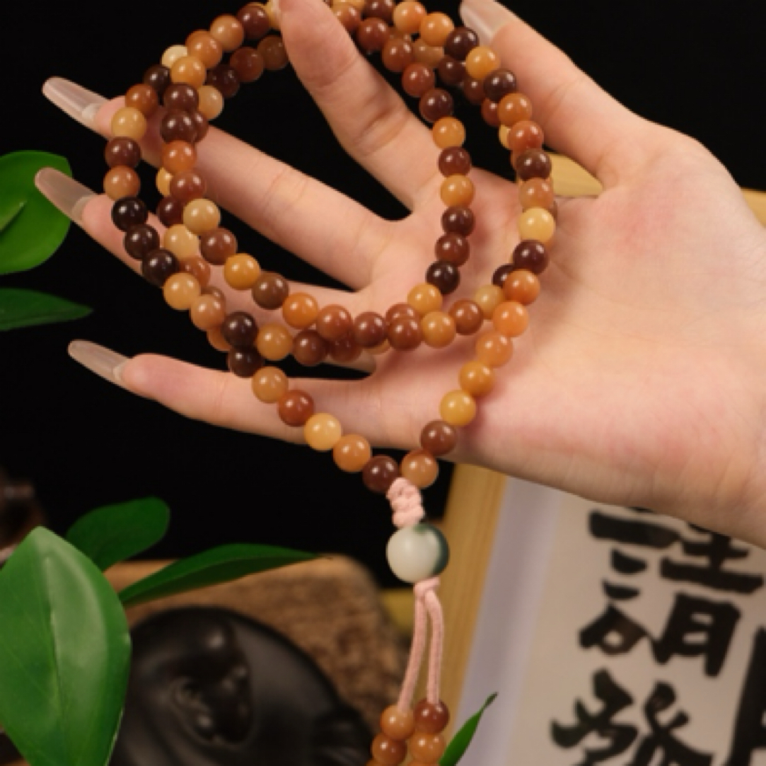 【琼玖木作】【绛珀】菩提根卡7稀有色老料圆珠108手持长串默认微瑕