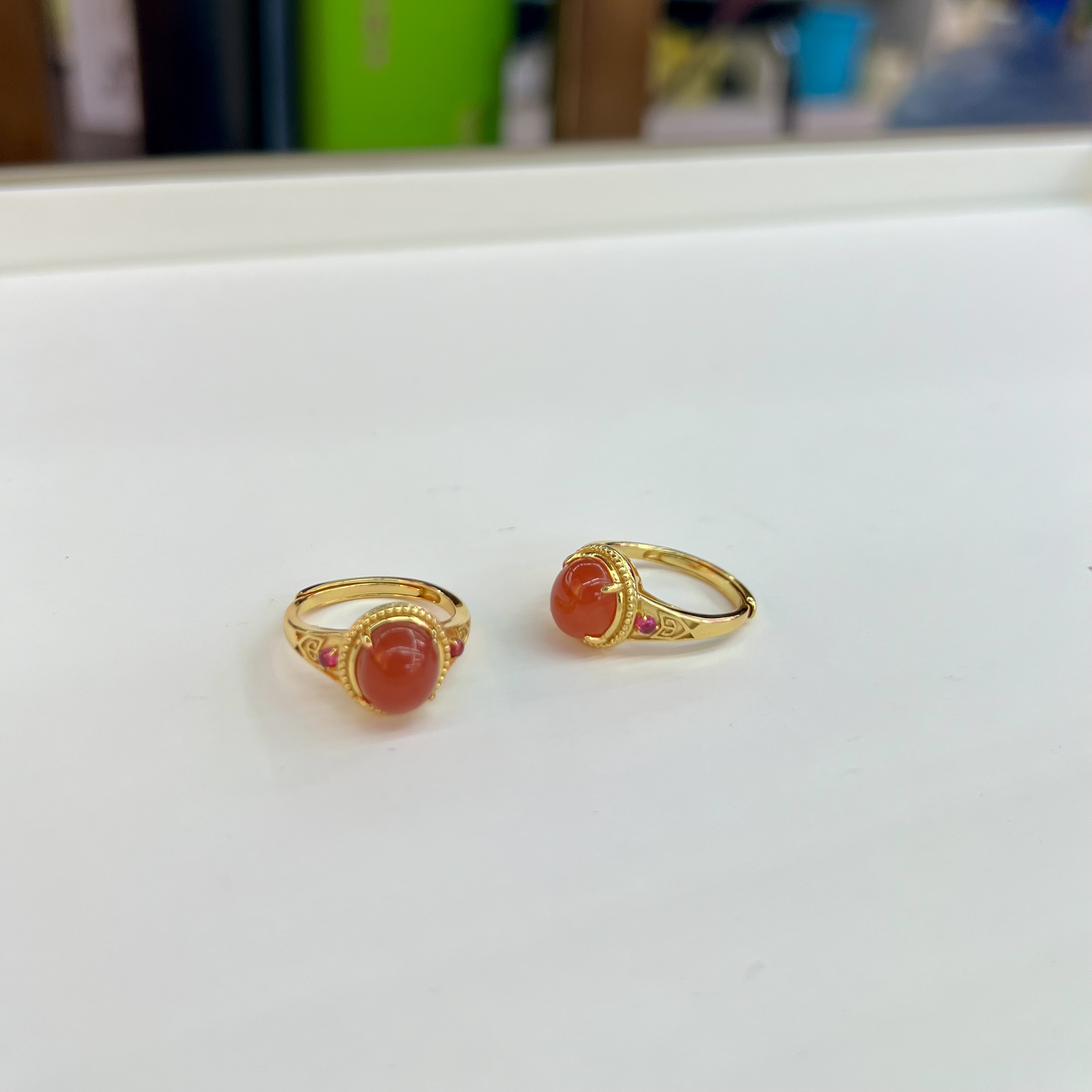 【小宝珠宝】12 T84814-S925银镶嵌南红戒指-多样性发一件-7*8mm