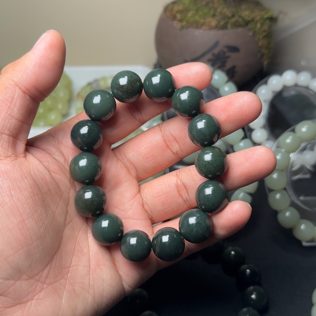 和田玉未镶嵌手串天然沙枣青卡16多样性拍一发一